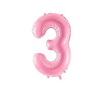 Ballon gonflable géant en aluminium chiffre 3 Rose pastel 86 cm (34)