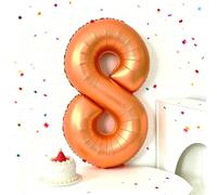Ballon gonflable géant en forme de chiffre 8 en mylar pour décoration d'anniversaire, mariage, événements Orange 101,6 cm