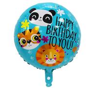 Ballon gonflable Happy Birthday, 45 cm, rond, motif d'animaux bleus, réutilisable, à l'hélium ou à l'air, auto-scellant, décoration parfaite pour fête de naissance, fête, mariage et cadeaux