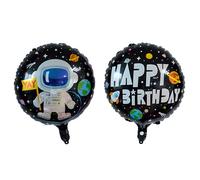 Ballon gonflable Happy Birthday Astronaute, 45 cm, rond, à remplir avec amour, décoration idéale pour les fêtes d'anniversaire, les fêtes, les idées de cadeau, convient à l'hélium et à l'air, noir