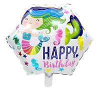 Ballon gonflable Happy Birthday carré 45 cm - Multicolore Vierge - Décoration de fête - Gonflable à l'air ou à l'hélium, cadeau pour anniversaires, mariages et célébrations - Valve de fermeture