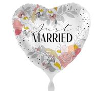 Ballon gonflable Just Married - Cadeau de mariage - Fleurs - Décoration de mariage - Lune de miel