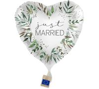 Ballon gonflable Just Married - Cadeau de mariage - Pour couple de mariés - Décoration de mariage - Ballon en forme de cœur - Plantes naturelles
