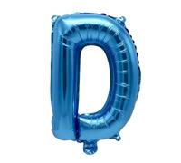 Ballon gonflable Lettre D Bleu 40 cm - Ballon Lettre de l'alphabet décoratif pour fête de mariage, anniversaire, Nouvel An, cadeau, bébé, publicité, vitrine, boîte photo, nom, mot, célébration