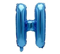 Ballon gonflable Lettre H Bleu 40 cm - Ballon décoratif pour fête de mariage, anniversaire, Nouvel An, cadeau, bébé, publicité, vitrine, boîte photo, nom, mot, célébration