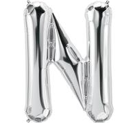 Ballon gonflable Lettre N argenté env. 100 cm - Ballon décoratif pour fête à l'hélium et à air pour mariage, anniversaire, Nouvel An, cadeau, bébé, publicité, nom, mot, fête