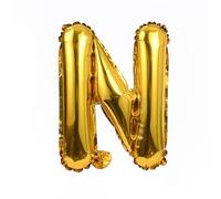 Ballon gonflable Lettre N doré env. 80 cm - Ballon décoratif pour fête de mariage, anniversaire, Nouvel An, cadeau, bébé, publicité, vitrine, boîte photo, nom, mot