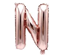 Ballon gonflable Lettre N or rose 40 cm - Ballon décoratif pour fête de mariage, anniversaire, Nouvel An, cadeau, bébé, publicité, vitrine, boîte photo, nom, mot