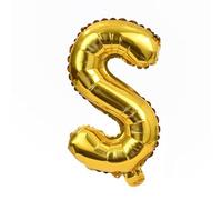 Ballon gonflable Lettre S doré env. 80 cm - Ballon décoratif pour fête de mariage, anniversaire, Nouvel An, cadeau, bébé, publicité, vitrine, boîte photo, nom, mot
