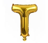Ballon gonflable Lettre T doré 40 cm - Ballon lettres décoratives pour fête de mariage, anniversaire, Nouvel An, cadeau, bébé, publicité, vitrine, boîte photo, nom, mot, célébration
