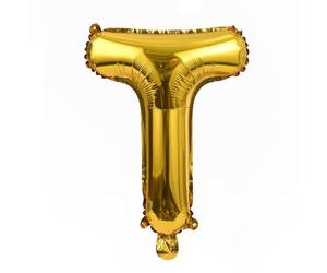 Ballon gonflable Lettre T doré env. 80 cm - Ballon décoratif pour fête de mariage, anniversaire, Nouvel An, cadeau, bébé, publicité, vitrine, boîte photo, nom, mot