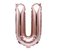 Ballon gonflable Lettre U or rose env. 80 cm - Ballon décoratif pour fête, mariage, anniversaire, Nouvel An, cadeau, bébé, publicité, vitrine, boîte photo, nom, mot, célébration