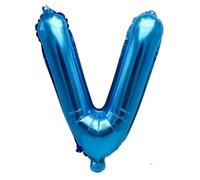 Ballon gonflable Lettre V Bleu 40 cm - Ballon Lettre de l'alphabet décoratif pour fête de mariage, anniversaire, Nouvel An, cadeau, bébé, publicité, vitrine, boîte photo, nom, mot, célébration