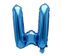 Ballon gonflable Lettre W Bleu 40 cm - Ballon Lettre de l'alphabet décoratif pour fête de mariage, anniversaire, Nouvel An, cadeau, bébé, publicité, vitrine, boîte photo, nom, mot, célébration