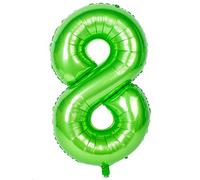 Ballon gonflable numérique 40 pouces 0 à 9 en vert - Ballon géant en aluminium représentant le chiffre 8 - Pour fête, mariage, anniversaire d'enfant, anniversaire - Ballon à l'hélium XXL