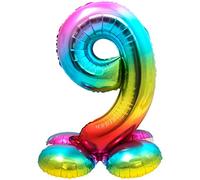Ballon gonflable Rainbow - Numéro 9 avec base - environ 81 cm