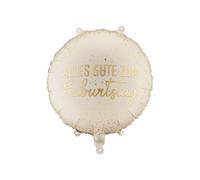 Ballon gonflable rond 35 x 35 cm Ballon gonflable à l'hélium ou à air Ballon en plastique pour anniversaires, fêtes d'anniversaire, fêtes d'anniversaire - Ballon pour fêtes - Crème/doré