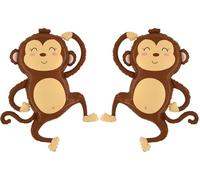 Ballon Gonflable Singe, 2 Pièces XXL Ballons en Aluminium en Forme de Singe, Ballon à l'hélium en Forme d'Animaux de Dessin Animé, Décorations d'anniversaire pour Fête sur le Thème des Animaux Jungle