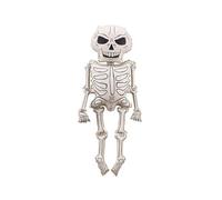 Ballon gonflable squelette XXL crème/noir - env. 46 x 129 cm Gonflé, réutilisable, avec paille, grand ballon décoratif pour Halloween, fête effrayante, squelette debout