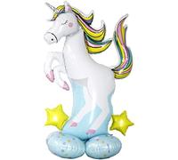 Ballon gonflable XL - Licorne géante - Décoration d'anniversaire - Fête - Fille - Ballon XXL - Pour anniversaire d'enfant - À l'hélium - Kopper-24 - Licorne blanche et bleue