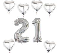 Ballon gonflable XXL pour 21 anniversaire - Chiffre 21 - Ballon gonflable chiffre 21 argenté - Ballon gonflable chiffre 21 - Numéro 21 -