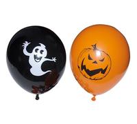 Ballon Halloween - Ø 23 cm - orange, noir - lot de 10