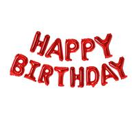 Ballon Happy Birthday - 40,6 cm - Crème - Bannière Happy Birthday - Ballon en aluminium - Pour enfants, anniversaire, fête prénatale (rouge)