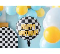 Ballon Joyeux Anniversaire Modèle de drapeau d'arrivée 35cm noir / blanc
