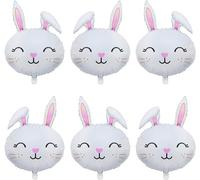 Ballon Lapin 6 Pièces Ballon Paques Gros Ballons Aluminium Décorations de Pâques, Anniversaire Enfants, Baby Shower, Cérémonies Scolaires