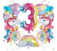 Ballon Licorne 16 Pièces Ballons 3 Ans Ballon Coeur Arc En Ciel Etoile Decoration Anniversaire Licorne Fille pour Anniversaire Fête, Baby Shower, Fête à Thème