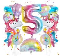 Ballon Licorne 16 Pièces Ballons 5 Ans Ballon Coeur Arc En Ciel Etoile Decoration Anniversaire Licorne Fille pour Anniversaire Fête, Baby Shower, Fête à Thème