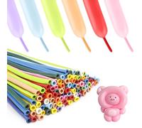 Ballon Long A Sculpter - Set de 100 Pièces pour Animaux, Anniversaire, Bapteme - Arc En Ciel Pastel Multicolore À Modeler
