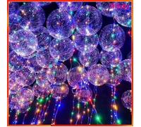 Ballon lumineux - AKOZON - Lot de 10 - Transparent réutilisable - LED - Gonflable hélium (91 cm)