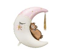Ballon Lune avec Ours 71x86cm Blanc / Rose clair