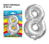 Ballon Metallique Chiffre Au Choix - Argent Gris G