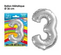 Ballon Metallique Chiffre Au Choix - Argent Gris G