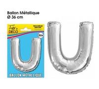 Ballon Metallique Lettre Au Choix - Argent Gris G