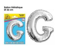 Ballon Metallique Lettre Au Choix - Argent Gris G