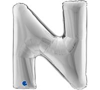 Ballon métallisé argent 102 cm lettre n