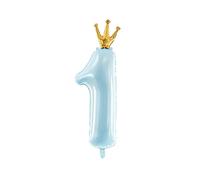 Ballon métallisé PartyDeco chiffre 1 37 x 100 cm bleu