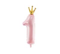 Ballon métallisé PartyDeco chiffre 1 37 x 100 cm rose clair