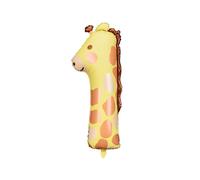 Ballon métallisé PartyDeco chiffre 1 girafe 42x90 cm (assortiment)