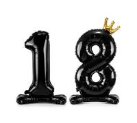 Ballon métallisé PartyDeco chiffre 18, 84 cm, noir