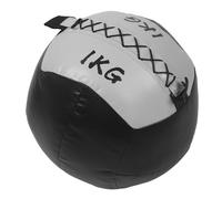 Ballon mural d'exercice, ballon mural lesté, 1 kg, cuir synthétique, exercice doux, fitness, entraînement de force et d'étirement (noir argenté)