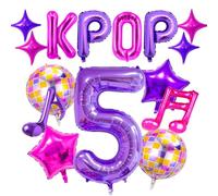 Ballon Musique KPOP,15 Pièces Set de Décoration Rétro KPOP pour Fête,Ballon Note de Musique,Deco Disco Ballons,Ballon Numéro 5,Pour Anniversaires, Soirées Disco, Fêtes de Fans de Chanteurs