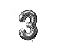Amscan Ballon Mylar Argent Chiffre 3 - Taille Unique