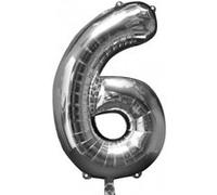 Ballon Mylar Argent Chiffre 6 argent G