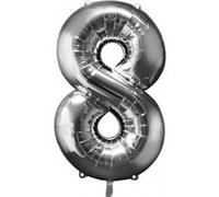 Ballon Mylar Argent Chiffre 8 argent G
