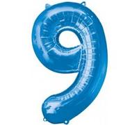 Ballon Mylar Bleu Chiffre 9 bleu