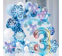 Ballon Mylar en feuille de flocon de neige pour la décoration de fête d'anniversaire sur le thème de princesse des neiges congelées, fournitures de fête du pays des merveilles d'hiver et de noël 10pcs